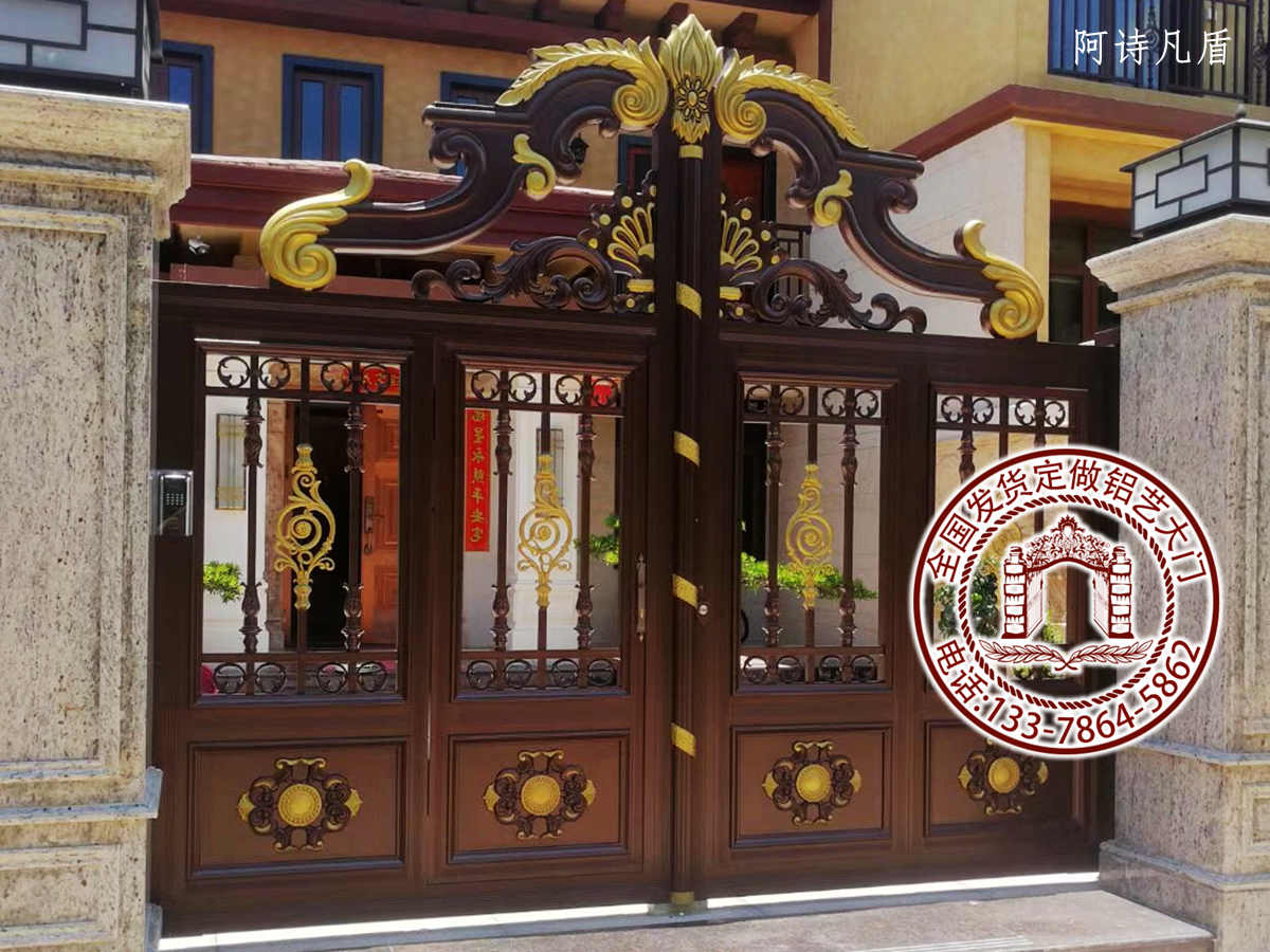 别墅铝艺大门叡美透光庭院门带指纹锁